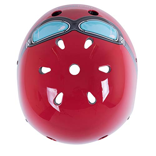 KIDDIMOTO Casco Bicicleta Completamente Ajustabl - Bici Casco para Infantil y Niños para Patinete, Ciclismo, Scooter, Bicicleta de Equilibrio y Monopatin - Gafas Rojas - S (48-53cm)