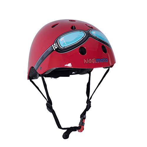 KIDDIMOTO Casco Bicicleta Completamente Ajustabl - Bici Casco para Infantil y Niños para Patinete, Ciclismo, Scooter, Bicicleta de Equilibrio y Monopatin - Gafas Rojas - S (48-53cm)