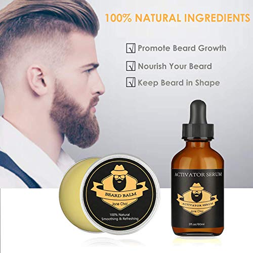 Kit Crecimiento de Barba, Rodillo Derma + Aceite de Suero para Crecimiento Barba+Bálsamo Barba+Peine+Tijeras, Kit Cuidado Barba Estimular Crecimiento De Vello Facial Perfecto Para Hombres Padre Novio