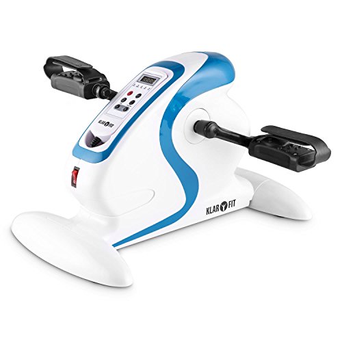 Klarfit Cycloony Bicicleta estática portátil (70 W, indicador calorías, Distancia, Carga máxima 120 kg, 12 velocidades, Mando a Distancia, Pantalla LCD, tamaño Compacto) - Azul