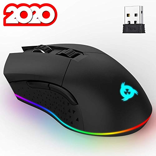 ⭐️KLIM Blaze - Ratón inalámbrico gaming recargable RGB + Sensor de alta precisión con batería recargable de larga duración + Ajustable hasta 6000 DPI + Modo inalámbrico y con cable + NUEVO 2020