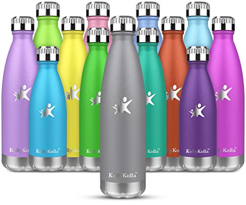 KollyKolla Botella de Agua Acero Inoxidable, Termo Sin BPA Ecológica, Botellas Termica Reutilizable Frascos Térmicos para Niños & Adultos, Deporte, Oficina, Yoga, Ciclismo, (750ml Gris Fresco)