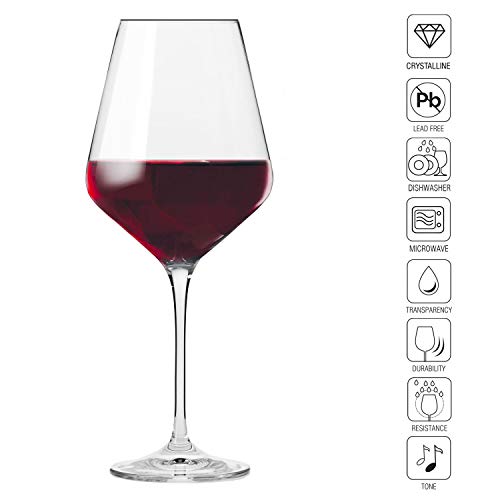 Krosno Copas de Vino Tinto | 490 ML | Avant-Garde Collection Uso en Casa, Restaurante y en Fiestas | Apto para Microondas y Lavavajillas