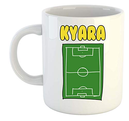 Kyara - Taza con nombre de fútbol con imagen de fútbol