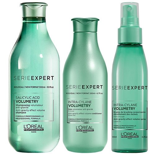 L 'Oreal Professionnel serie Expert Volumetry Champú 300 ml, Acondicionador 200 ml & Raíz Spray 125 ml Pack