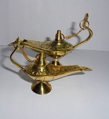 La India Artcollectibles 2 raras de latón Aladdin genio de decoración para el hogar de la lámpara de aceite quemador de incienso de Ebay