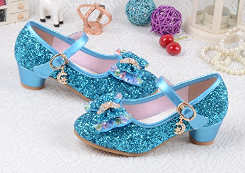 La Vogue Zapatos Zapatilla con Lentejuela Para Niña Princesa Fiesta Azul 32/Longitud Interior 20.5CM