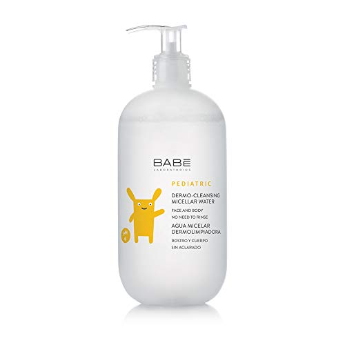 Laboratorios Babé - Agua Micelar Dermolimpiadora Pediátrica 500 ml, Facial y Corporal, Piel Sensible, Piel Irritada, Piel Frágil, Zona Íntima, Cambio Pañal, Refrescante, Uso Diario