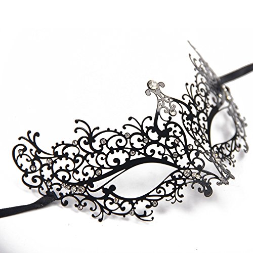 Lady of Luck Máscara de Encaje, Negra Atractiva Máscara de Mujeres Antifaz para Halloween Veneciano Mascarada Carnaval Fiesta de Baile