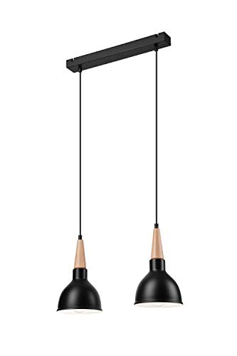 Laila - Lámpara de techo para comedor (metal y madera), diseño escandinavo, color negro