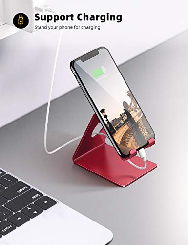 Lamicall Soporte Móvil, Soporte Teléfono : Soporte Dock Base para Teléfono e Smartphones para Phone XS XS MAX XR X 8 7 6 Plus 5 4, Nintendo Switch, Samsung S8 S7, Huawei, Otras Smartphones - Rojo