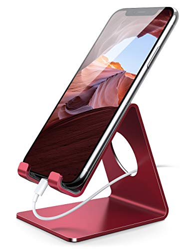 Lamicall Soporte Móvil, Soporte Teléfono : Soporte Dock Base para Teléfono e Smartphones para Phone XS XS MAX XR X 8 7 6 Plus 5 4, Nintendo Switch, Samsung S8 S7, Huawei, Otras Smartphones - Rojo