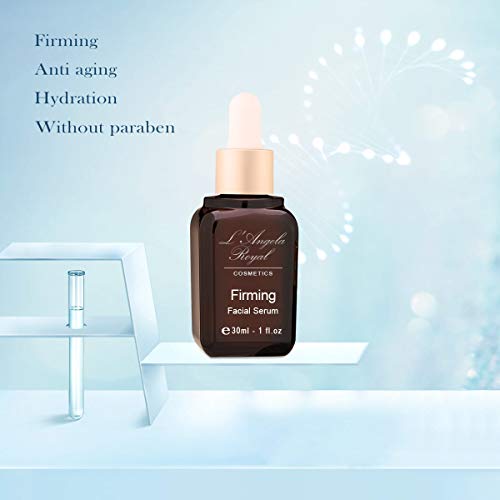 L'Angela Royal SERUM FIRMING, Serum Facial Reafirmante, Ácido Hialurónico, DMAE, Colágeno, Glucógeno Marino, Hidratación, Tratameiento Facial, Para Rostro, Cuello y Escote, 30ml