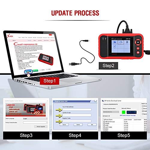 Launch CRP129 X431 Diagnóstico Multimarca OBDII/EOBD lectura/borrado códigos error, Motor, Transmisión, ABS, Airbag, Aceite, SAS, Batería en pantalla TFT 3,5 pulgadas 320 x 480 tarjeta TF 1 GB