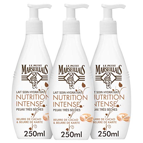 Le Petit Marseillais, Ceche Cuidado Hidratante para Piel muy Seca Cacao Karité Bomba, 3 x 250 ml,