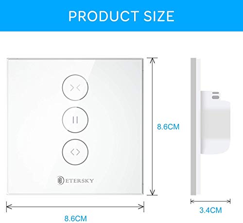 【LED Controlable】Wifi Interruptor Persiana, Etersky Interruptor Cortina Inteligente Control de APP y con Temporizador, Compatible con Alexa y Google Home para Motor Persiana Tubular