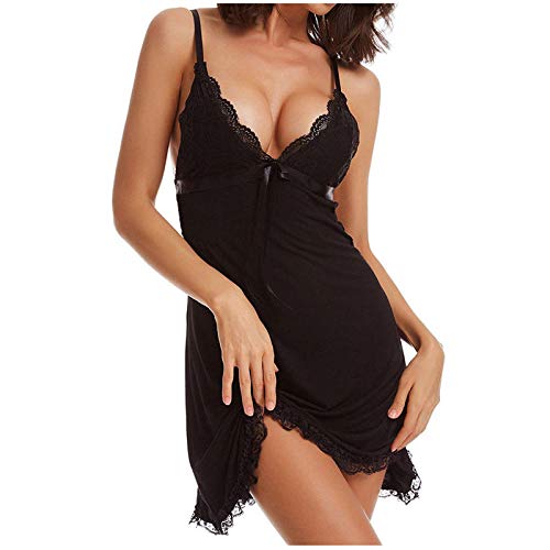 Lencería para Mujer Mujeres S Ladiessexy Lencería Ropa Interior Encaje Seda Cuello En V Sin Respaldo Baby Doll Ropa De Dormir Vestido Camisones Camisón Negro Rojo Blanco @ como Se Muestra_M