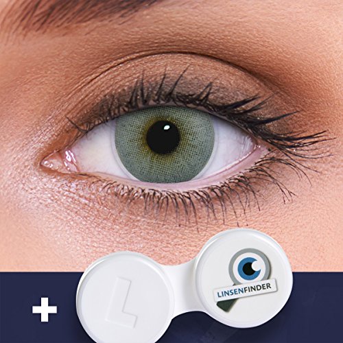 Lentes de contacto grises naturales 'Atlantis Grey' de alta cobertura + contenedor de LENZOTICA I 1 par (2 piezas) I DIA 14.00 I sin aumento I 0,00 dioptrías