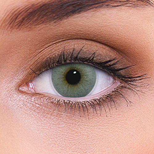 Lentes de contacto grises naturales 'Atlantis Grey' de alta cobertura + contenedor de LENZOTICA I 1 par (2 piezas) I DIA 14.00 I sin aumento I 0,00 dioptrías