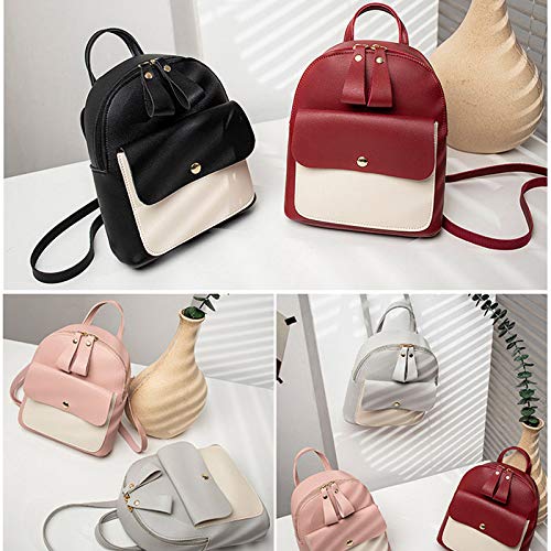 Leobtain Women Backpack Solid Color PU Adjustable Strap Crossbody Mini Stylish Trendy Bag Casual for Shopping