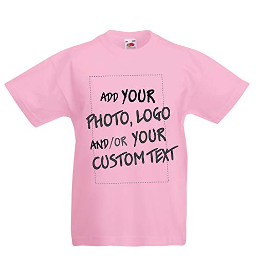 lepni.me Camiseta para Niño/Niña Regalo Personalizado, Agregar Logotipo de la Compañía, Diseño Propio o Foto (9-11 Years Rosado Multicolor)