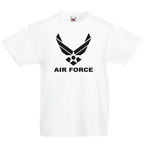 lepni.me Camiseta para Niño/Niña United States Air Force (USAF) - U. S. Army, USA Armed Forces (9-11 Years Blanco Negro)
