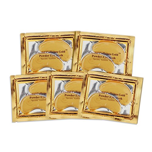 LeSB 5pcs 24k Gold Bio-collagen Face Facial Mask + 5pairs Gold Powder Eye Mask+ 5pcs Gold Lip Mask (5sets/package)