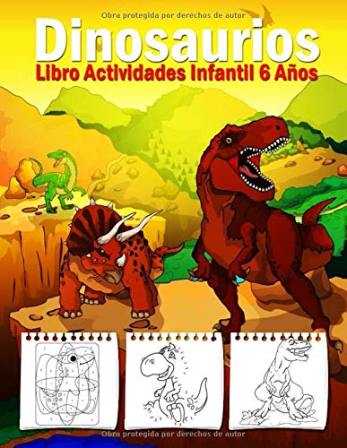 Libro Actividades Infantil 6 Años - Dinosaurios: 108 Páginas Grande Actividades, Libro Para Colorear Niños Dinosaurios, Crucigramas Faciles En Ingles, ... Conecta Los Puntos, Colorear Por Numeros!