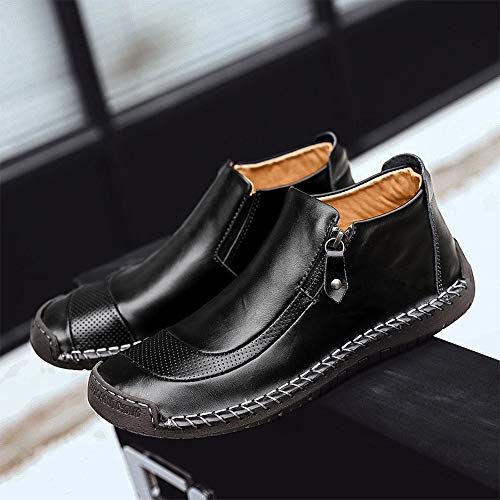 LIEBE721 Botas de Cuero Negro para Hombre Zapatos Náuticos para Hombre Zapatos de Invierno para Hombre Zapatos Cómodos para Hombre Talla 38-48