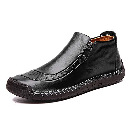 LIEBE721 Botas de Cuero Negro para Hombre Zapatos Náuticos para Hombre Zapatos de Invierno para Hombre Zapatos Cómodos para Hombre Talla 38-48