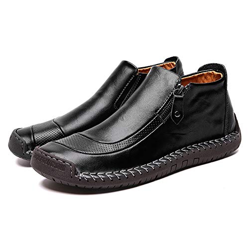 LIEBE721 Botas de Cuero Negro para Hombre Zapatos Náuticos para Hombre Zapatos de Invierno para Hombre Zapatos Cómodos para Hombre Talla 38-48