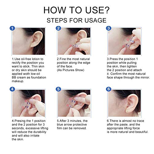 Lifting Facial Parche, Adhesivos adhesivos elásticos ultra delgados de Aprieta la piel y elimina las arrugas alrededor del área de la cara, la mandíbula y el cuello