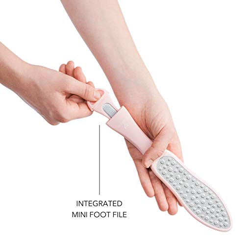 Lima de Pies Premium de Corte Láser con Mini Lima de Durezas de DYNESSE. Escofina Callos con Diseño Ergonómico. Limpiador Pies de Acero Inoxidable para Spa y Pedicura. Elimina las Pieles Muertas