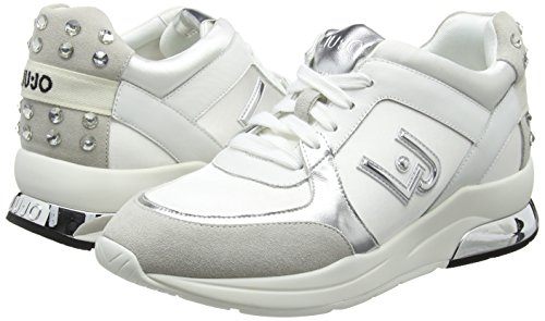 LIU JO Sneakers B18021T2039/10602 running miranda con logo zeppa 50 colore bianco in camoscio nylon, nuova collezione primavera estate 2018