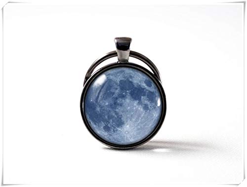 Llavero de luna con texto en inglés «A little love Moon», regalo para madre, joyería de luna, llavero de luna llena, regalo de espacio azul Luna Luna Luna llena
