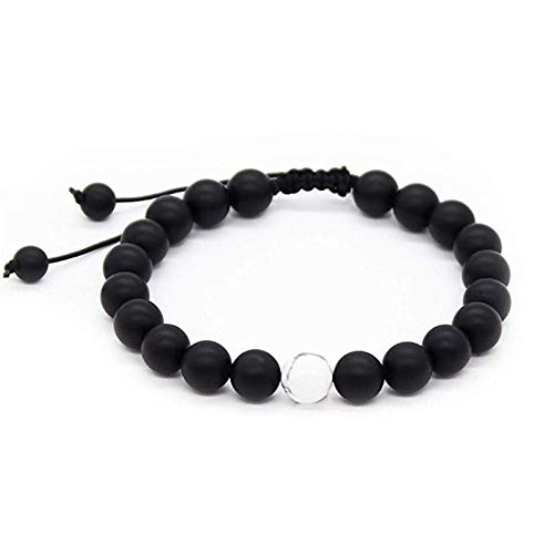 LLXXYY Pulsera Mujer,Pulsera con Cuentas para Las Mujeres Moda Natural Energía Blanca Turquesa Negro Cuentas Elastic Line Stretch Hecho A Mano Pulsera para Señoras Hombres Pareja Encanto Joyería