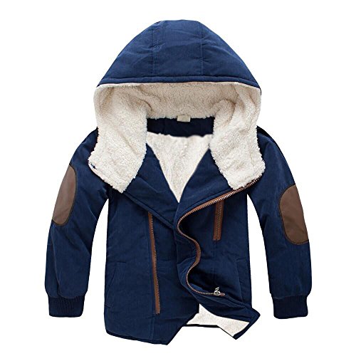 Logobeing Abrigo Niños 3-9 Años, Bebé Niño Chaquetas de Niños Chicos con Capucha y Prendas de Vestir Exteriores de Piel Chaqueta de Invierno CáLido Ropa Abrigo (5-7Años, Armada)