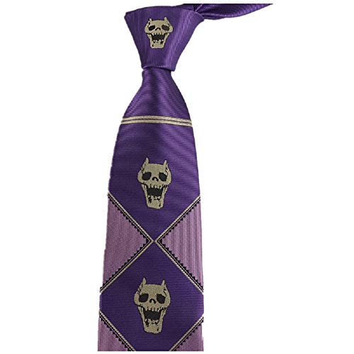 Lonme Corbatas Neckties JoJo's Bizarre Adventure KILLER QUEEN Kira Yoshikage Skull Neck Tie Cosplay Costumes (PURPLE)