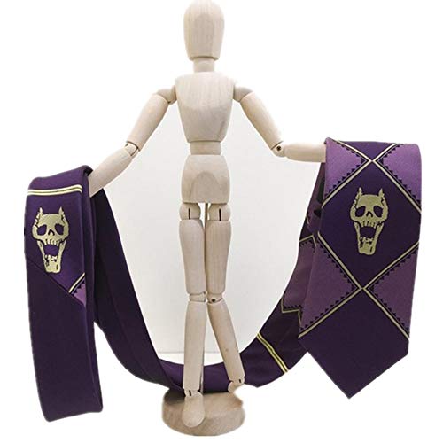 Lonme Corbatas Neckties JoJo's Bizarre Adventure KILLER QUEEN Kira Yoshikage Skull Neck Tie Cosplay Costumes (PURPLE)