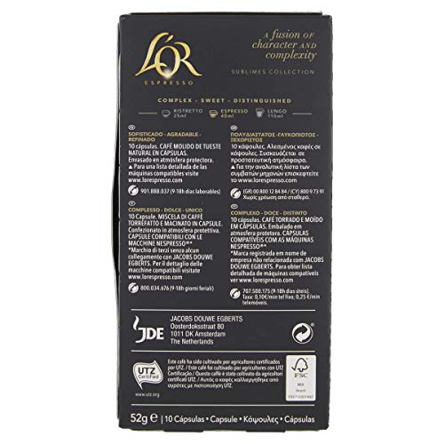 L'Or Espresso Café Or Rose Intensidad 7 - 100 cápsulas de aluminio compatibles con máquinas Nespresso (R)* (10 Paquetes de 10 cápsulas)