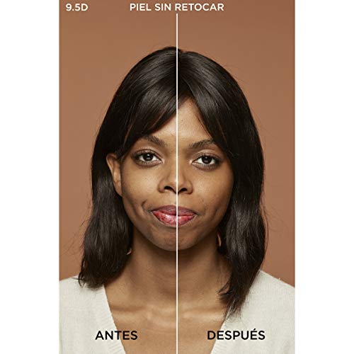 L'Oréal Paris Accord Parfait, Base de maquillaje acabado natural con ácido hialurónico, tono piel oscuro 9.5D, 30 ml