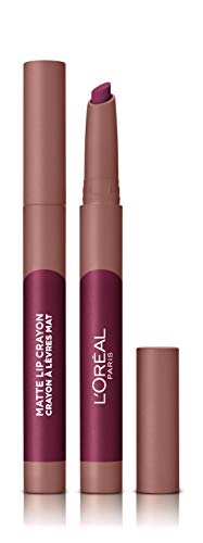 L'Oreal Paris Make-up Designer - Pintalabios Matte Crayón 107 Sizzling Sugar permanente, morado - 22 ml