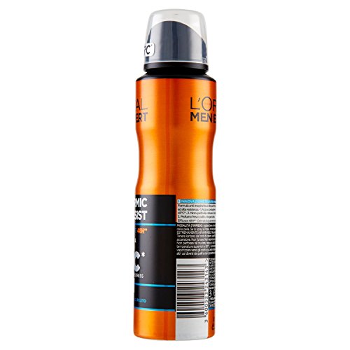 L'Oréal Paris Men Expert Carbon Protect - Desodorante en spray antitranspirante para hombre resistencia térmica, 6 unidades