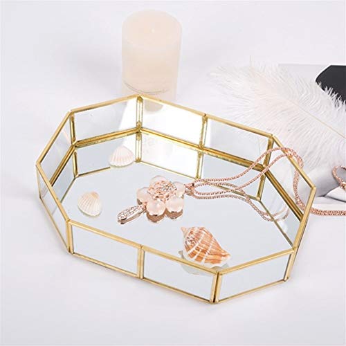 Los organizadores cosméticos Caja de almacenamiento cosmética - Placas pendientes del collar de cristal de oro cosmética bandejas de belleza maquillaje organizador de la joyería pulsera de contenedore