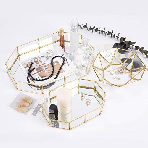 Los organizadores cosméticos Caja de almacenamiento cosmética - Placas pendientes del collar de cristal de oro cosmética bandejas de belleza maquillaje organizador de la joyería pulsera de contenedore