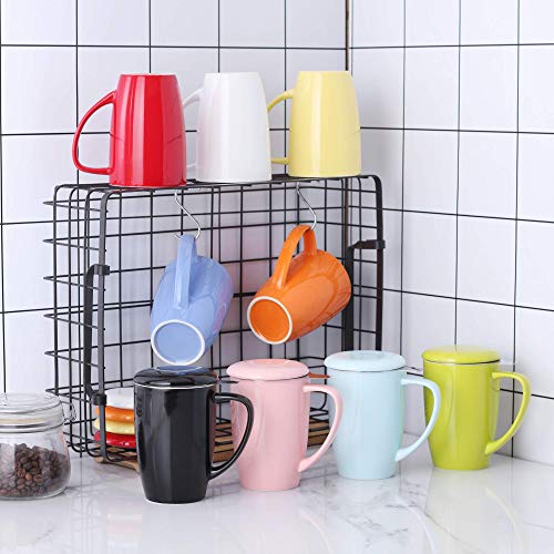 LOVECASA Tazas de Té con Tapa y Filtro Acero inoxidable 450 ML, Taza Tisana de Porcelana Azul Claro