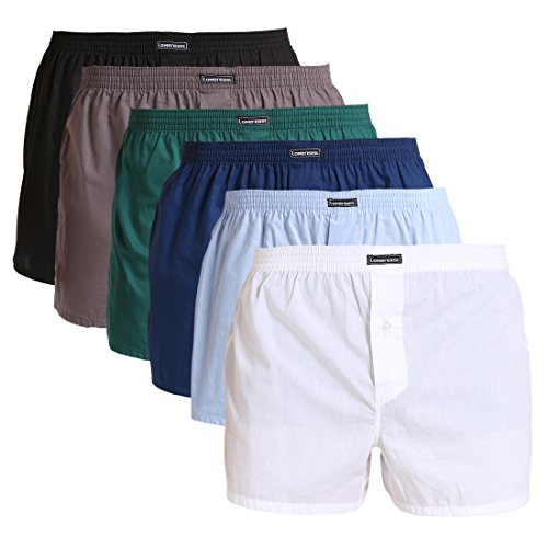 Lower East American Style, Bóxer, Hombre (Pack de 6), Multicolor (Negro/Blanco/Azul/Verde/Azul Claro/Gris), Large