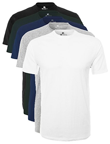 Lower East Camiseta Manga Corta Hombre, Pack de 5, Multicolor (Blanco, negro, gris, azul y azul oscuro), XXL