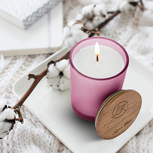 Luana Rose - Vela aromática grande con 1 mecha - Set de regalo - 100% cera de soja para aromaterapia - Larga duración de combustión 50 horas - Regalo con tapa de madera - Candle Light (flor rosa)