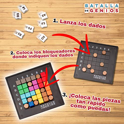 Lúdilo- Batalla de Genios 3D, Mesa, Rompecabezas Madera, educativos, Juegos Inteligencia niños, Puzzles, Color Negro (The Happy 80800)